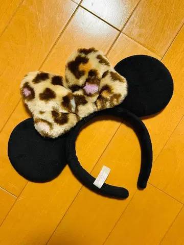 디즈니 미니 레오파드 무늬 리본 머리띠