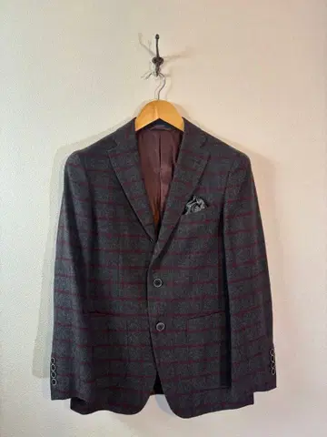 breganze 그레이 빨간색 체크 테일러드 자켓