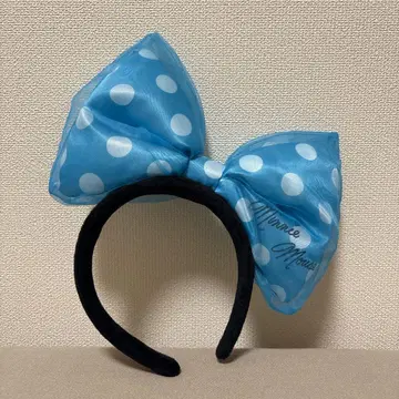디즈니 머리띠 미니 마우스 파랑 블루 도트 리본 빅 리본