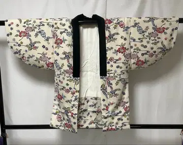 C261 순수 실크 면 혼방 반텐 홍형 기모노