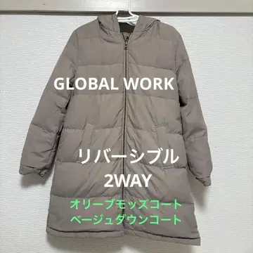 후드 부착 올리브 다운 코트 베이지 모즈 코트 리버서블 2WAY