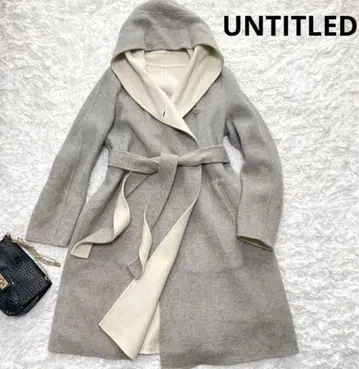 언타이틀 이탈리아 원단 캐시미어 혼방 리버 코트 M 후드 부착 그레이