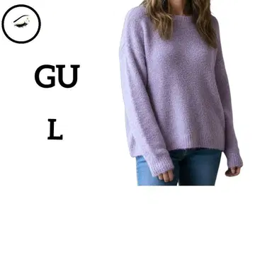 새상품급 지유 재기 니트 스웨터 L 라벤더 퍼플 빅 루즈 겨울 봄