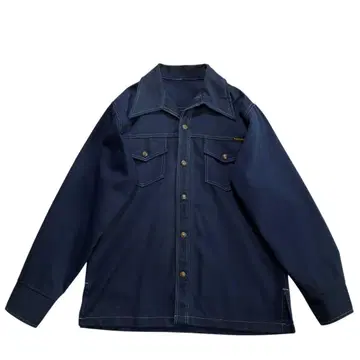 70s 몽고메리 워드 풀 스냅 셔츠 자켓 네이비 오픈 카라