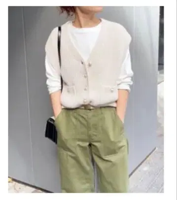 Spick&Span 펄 버튼 골지 니트 베스트