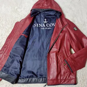 새상품급 SINA COVA 선장 와펜 양가죽 후드 부착 자켓 빨간색 L