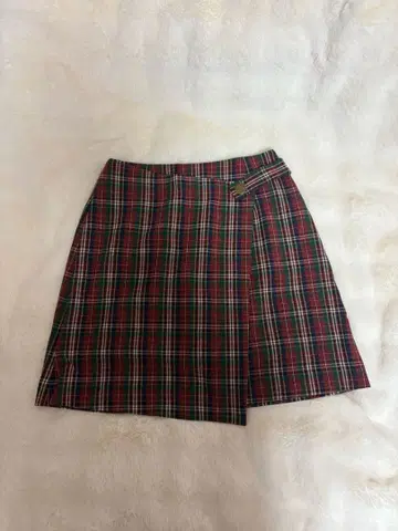 REDYAZEL 빨강 초록 체크 플리츠 스커트