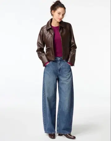 유니클로 UNIQLO 배기 커브 청바지 BLUE 기장 표준 26 새상품급