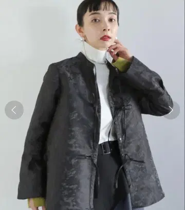 HARE 자카드 리본 차이나 셔츠 블랙 아우터