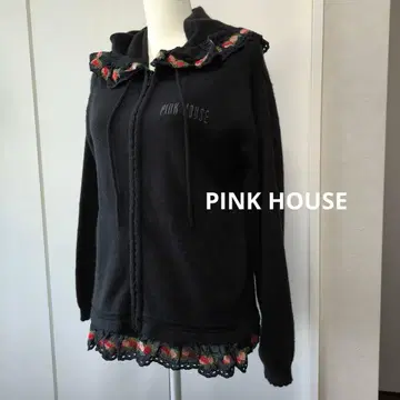 핑크하우스 프릴 디자인 긴팔 니트 후드티