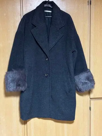 RETRO GIRL 다크 그레이 롱 코트