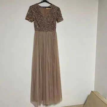 맥시 원피스 드레스 핑크 베이지