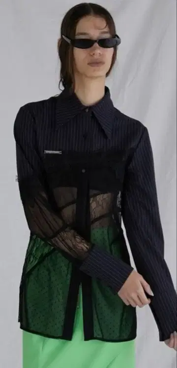 PRANK PROJECT 스트라이프 레이스 셔츠