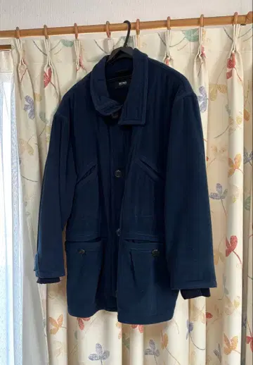 HUGO BOSS 네이비 블루 울 코트