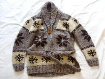 레어 캐나디안 스웨터 코위찬 니트 숄카라 벨트 포함 캐나다제