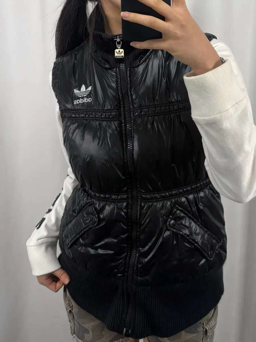 Adidas black glossy padded vest