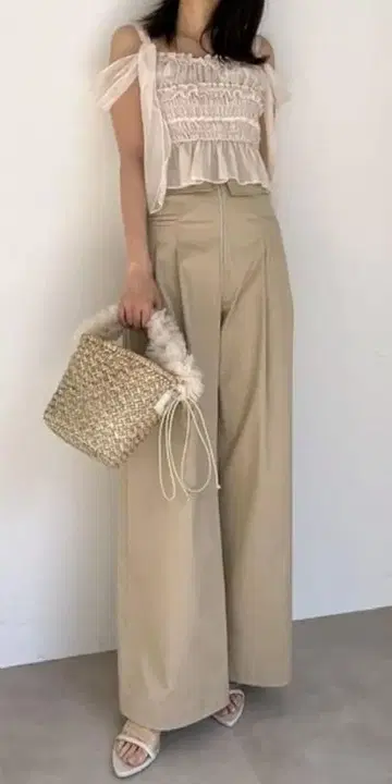 SNIDEL 코르셋 디자인 팬츠 SWFP242142 베이지