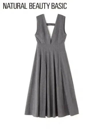 내추럴 뷰티 베이직 V넥 플레어 오버롤 스커트 원피스