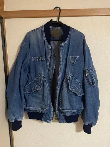 [레트로 구제 의류] 데님 봄버 자켓 인디언 자수