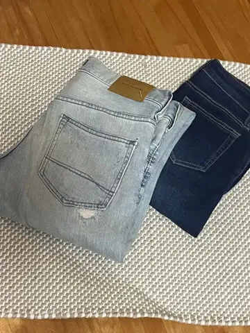 데미지 가공 스키니 데님 2종 세트