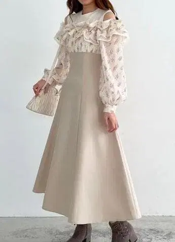 MAJESTIC LEGON 원피스 허리가 잘록한 밀피유 원피스