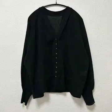 ADAM ET ROPE' 포인트 시어 니트 가디건 블랙