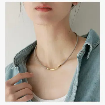 클랜토트 루프 목걸이 40cm 그레이 골드