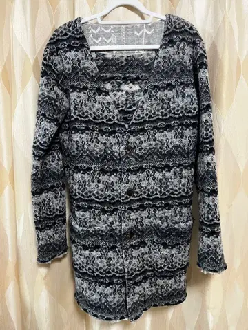 Burnout 버튼 달린 롱 가디건