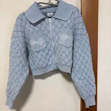 merry jenny 스톤 워시 니트 가디건 아이스 블루