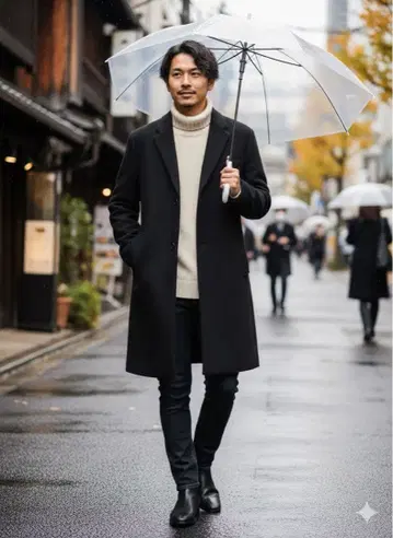 ZARA 울 블렌드 코트 블랙