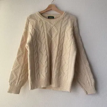 웨더 리포트 vintage 구제 의류 케이블 짜임 니트 아이보리 M