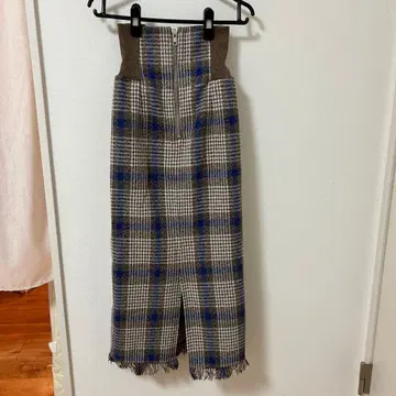 [ 새상품 ] 타이트 스커트 브라운 파랑 체크 무늬