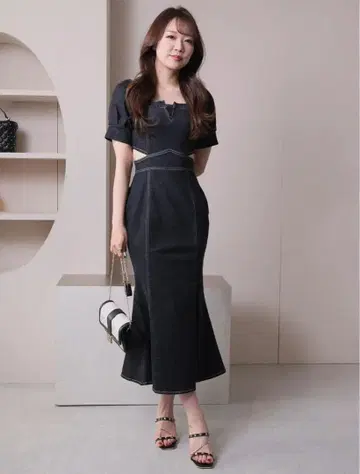 LIP SERVICE 2way 숄더 데님 머메이드 원피스