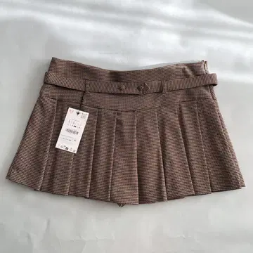 ZARA 벨트 포함 박스 플리츠 스커트 L