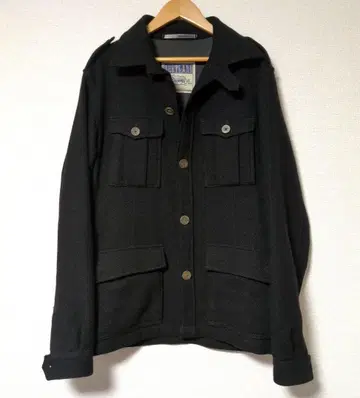 새상품급 투모로우랜드 셰틀랜드 트위드 사파리 자켓 남성용 블랙