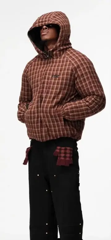 FUC 리버서블 브라운 체크 다운 자켓