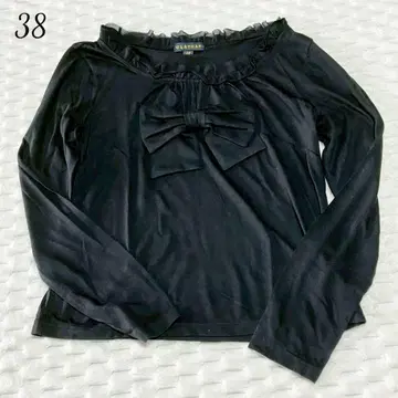 클레이사스 블랙 리본 긴팔 상의 38 옷깃 레이스