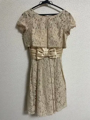 베이지 레이스 리본 포함 드레스 9호