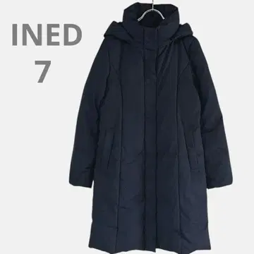 INED 이네드 다운 코트 네이비 후드 부착 새상품급 여성용 롱 고급