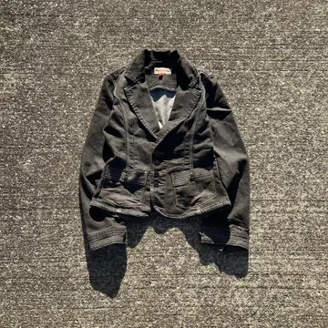 블랙 데님 테일러드 자켓 4버튼 디자인 모드 고딕