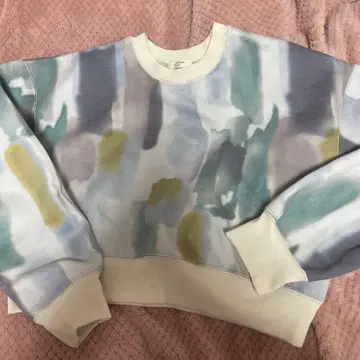 FREAKSSTORE 수채화 패턴 크롭 맨투맨 풀오버