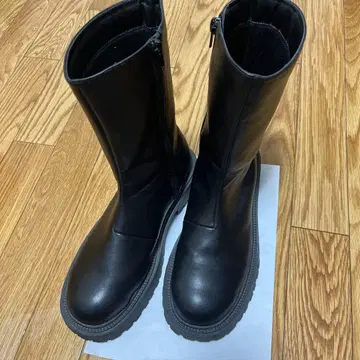 블랙 사이드 고어 통굽 부츠