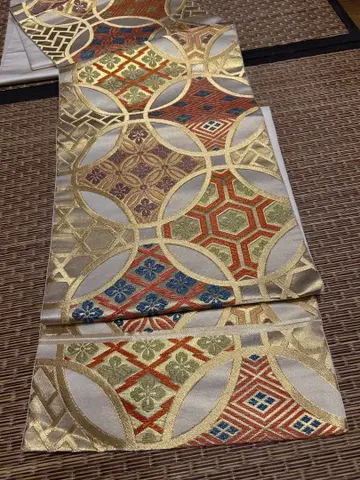 카와시마 직물 후쿠로 오비 육통 순수 실크