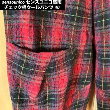 센소유니코 지우 체크 무늬 울 캐주얼 팬츠