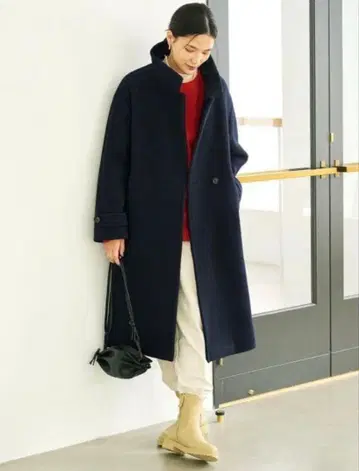 [ 시착만 한 상품 ] 소프트 멜톤 스탠드 카라 코트