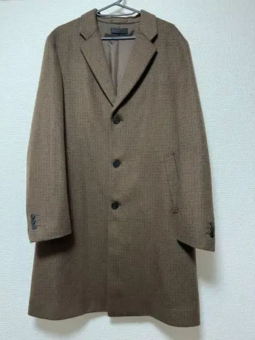 UNIQLO 브라운 체스터 코트 체크 무늬