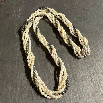 라이스 펄 양귀비 펄 트위스트 목걸이 실버 유품 정리