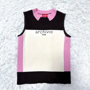 최신 아르치비오 니트 베스트 핑크 바이컬러 블랙 골프 의류