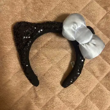 USJ 키티 머리띠 실버 리본