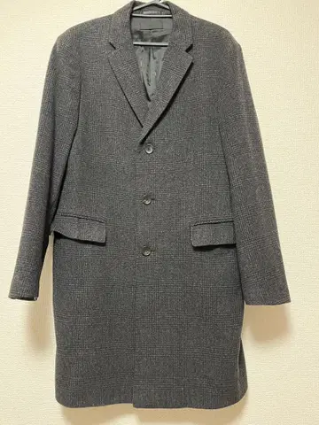 UNIQLO 그레이 체크 무늬 체스터 코트